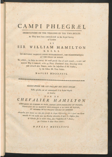 1. The title page of the first of volume of Hamilton’s Campi Phlegraei (1776) 1. The title page of the first of volume of Hamilton’s Campi Phlegraei (1776)